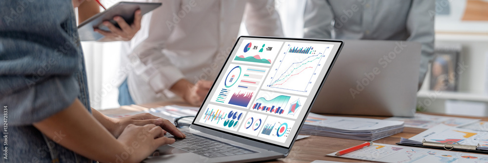 Poster business data dashboard provide brisk business intelligence analytic for marketing strategy planning