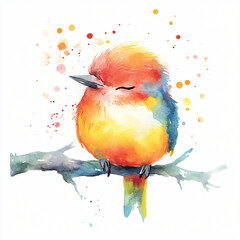 Watercolor hand-painted baby bird painting illustration isolated on a white background, illustration, AI painting design, AI