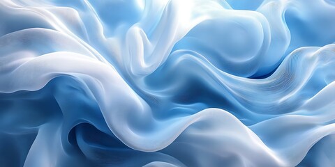 Obraz premium Blue silk fabric, flowing waves, abstract texture