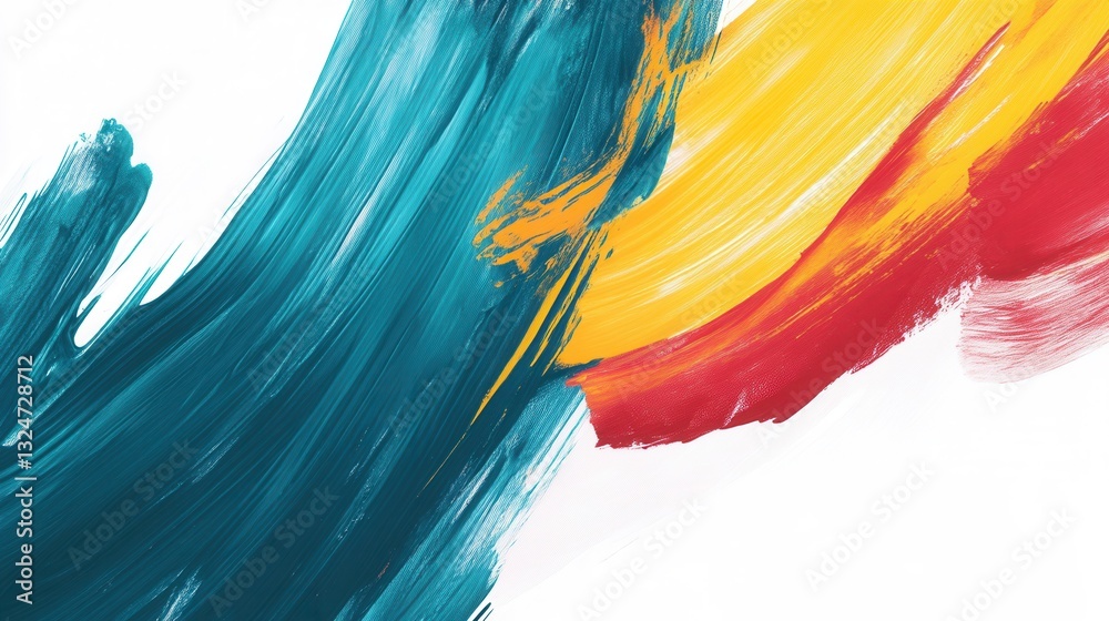 Leinwandbilder bold strokes in teal, yellow, and red create a dynamic abstract background for creative designs and 