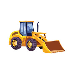 Yellow loader with bucket, ready to work