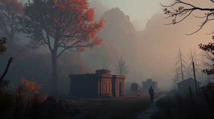 Autumn picture military polygon