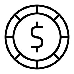 Gold Coin Vector Line Icon Design