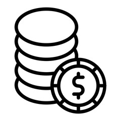 Stack of Coins Vector Line Icon Design