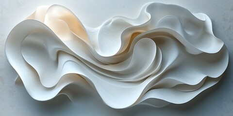 Fototapeta premium Abstract white sculpted form, fluid curves
