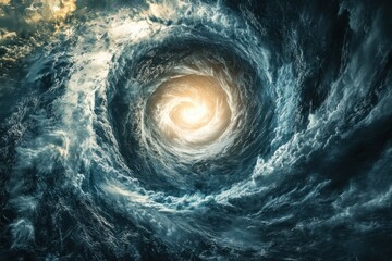 Detailed graphic representation of the interior of a hurricane showcasing swirling winds and intense energy, Graphic representation of the interior of a hurricane Elements of this image furnished