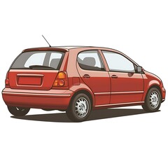 Red Hatchback Car for Rear View.