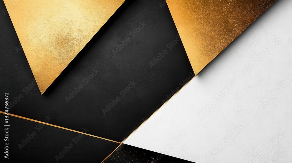 Aufkleber modern minimalist design featuring geometric shapes in black, white, and gold with a balanced compos