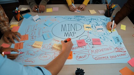 A dynamic collaboration scene showcasing a brainstorming session where team members create a...