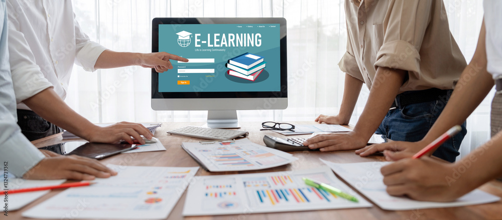 Leinwandbilder e-learning website with brisk sofware for student to study online on the internet network