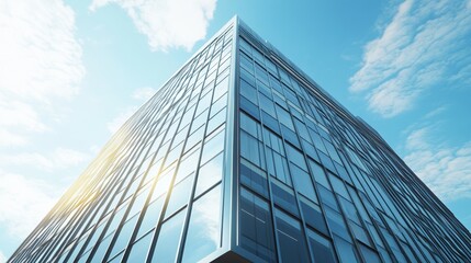 Elegantly Simple Modern Office Building With Glass Facade Surrounded by Green Landscaping