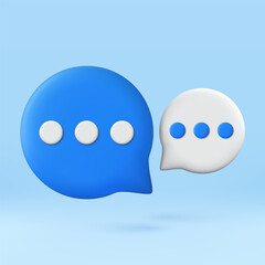 3D speech bubbles symbol for chat on social media icon. 3d comments thread mention or user chat with social media, vector illustration