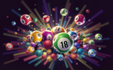 Multicolor Lottery and Bingo Balls – 3D Illustration for Mega Millions Lottery Promotions and Casino-Themed Designs  