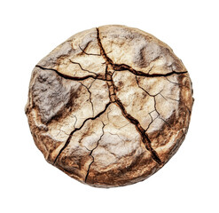 Naklejka premium Round rustic loaf with crackled crust, cut out