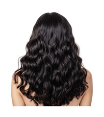 Fototapeta premium Asian female with long wavy hair viewed from behind, cut out