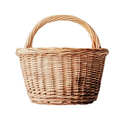 Obraz premium Natural woven basket with handle, cut out