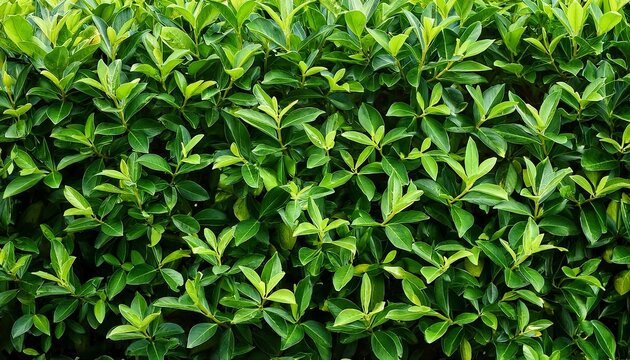 Garden hedge, wild privet green leaves background
