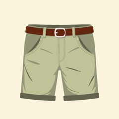 Stylish summer shorts with a belt on plain background, fashion design