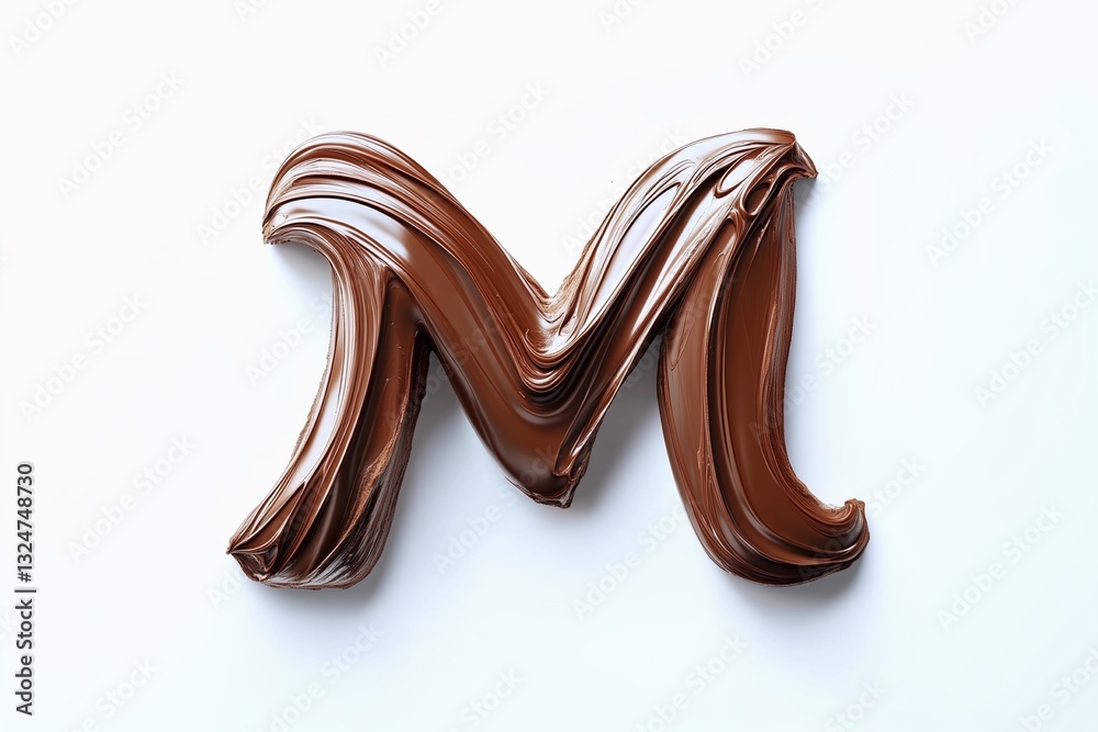 Fototapete letter m designed with flowing cocoa texture isolated on white background