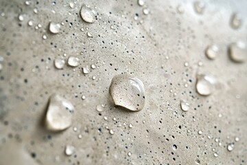 Water droplets beading on a hydrophobic surface, showcasing excellent water repellency.