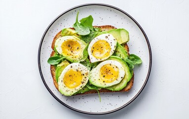 Sliced Hard-Boiled Eggs and Mashed Avocado Toast