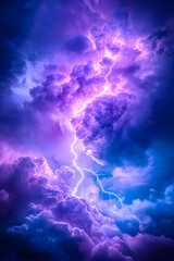 Obraz premium Dramatic purple and blue storm clouds with lightning