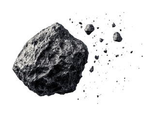 Large asteroid and debris in space, cut out