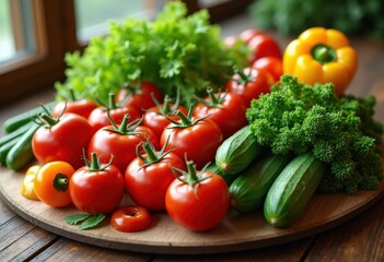 vibrant assortment fresh vegetables displayed rustic wooden table textures colors captured natural light, beet, beetroot, bell, pepper, broccoli, bok