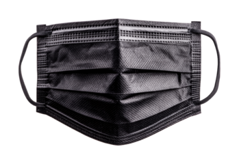 Black disposable face mask for medical and personal protection, cut out