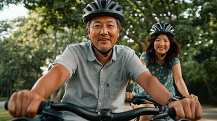 Obraz premium People riding bicycles.