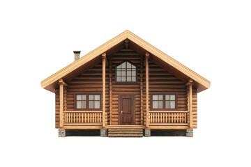 Charming wooden cabin showcasing rustic architecture in a serene countryside setting isolated on transparent background