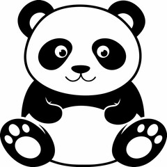 Cute Sitting Panda Icon on Transparent Background