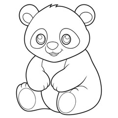 Cute Panda Bear Line Drawing on Transparent Background