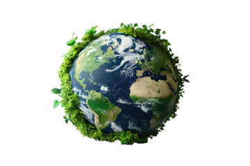 Earth day concept on white background, World environment day. Generative Ai