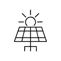 Solar panel icon with sun symbol, representing renewable energy and solar power generation