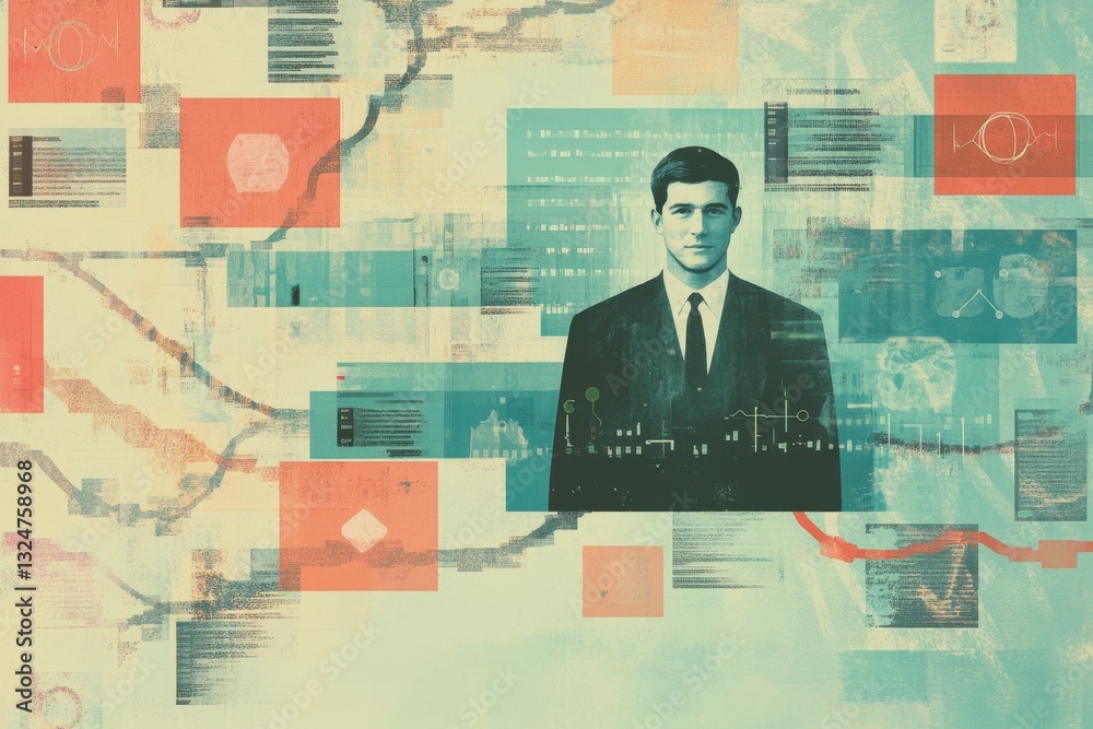 Poster data processing visualized with media icons and dna strand in a futuristic context, data processing 
