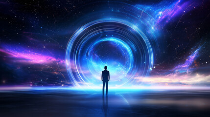 Celestial Connection Connecting Humanity to Earth Under Starry Sky