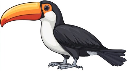 Naklejka premium Cartoon toucan profile, vibrant colors, simple design, potential for children's book illustration