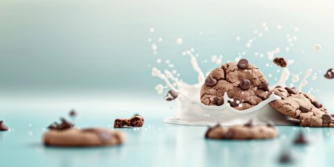 Chocolate Chip Cookies with Milk Splash