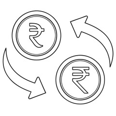 Currency Exchange Symbol - Indian Rupee Icon with Arrows