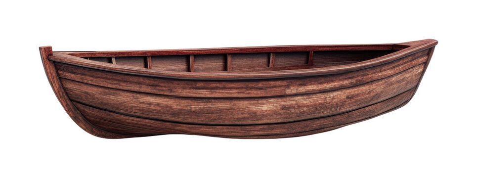 Wooden rowboat isolated, cut out