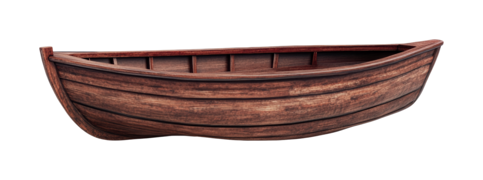 Wooden rowboat isolated, cut out