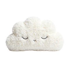 Adorable fluffy cloud shaped stuffed toy with sleepy eyes made from soft white fabric Perfect for a cozy and dreamy aesthetic