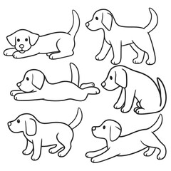 Playful Puppy Illustrations on Transparent Background for Pet and Animal Art