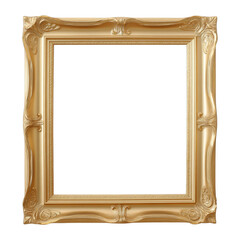 Elegant Golden Frame: A decorative gold frame, with intricate detailing and ornate design, ready to showcase art, photography, or personal memories.