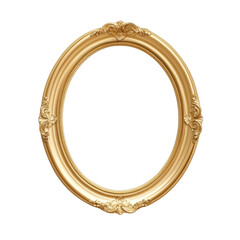 Golden Oval Frame: An elegant, antique-style, empty oval frame with a beautiful, textured, gold finish, perfect for displaying artwork, portraits, or cherished memories.