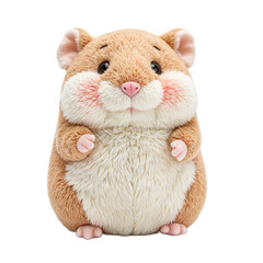 Adorable plush hamster toy with chubby cheeks and round eyes on a white background Perfect for pet lovers and kids products