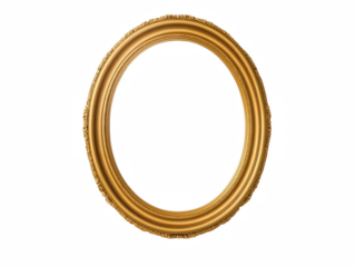 Oval Golden Frame: A beautifully crafted oval frame in gold, empty inside, showcasing a sense of classic elegance and decorative design.