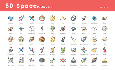 get a space vector icons set use for ui ux, web, presentation, etc