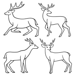 Deer Silhouette Illustrations on Transparent Background for Wildlife and Nature Art